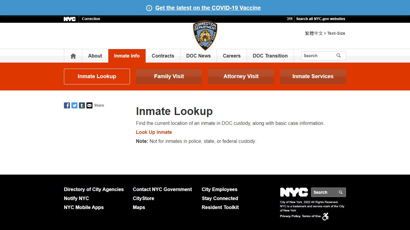 Inmate Lookup - New York City